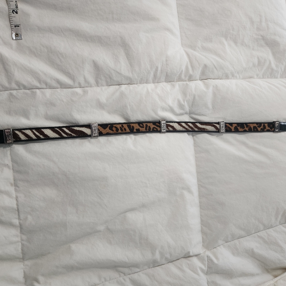 Brighton Animal Print Leather Belt in Brown, Black & White